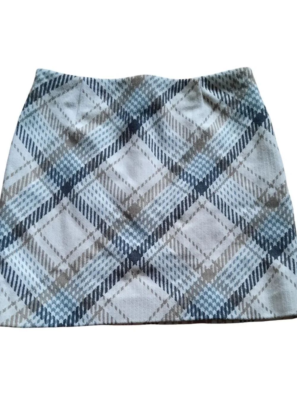 H&M Plaid Mini Skirt in White, Blue, and Brown